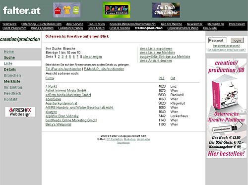 Screenshot der Kategorie Webmarketing